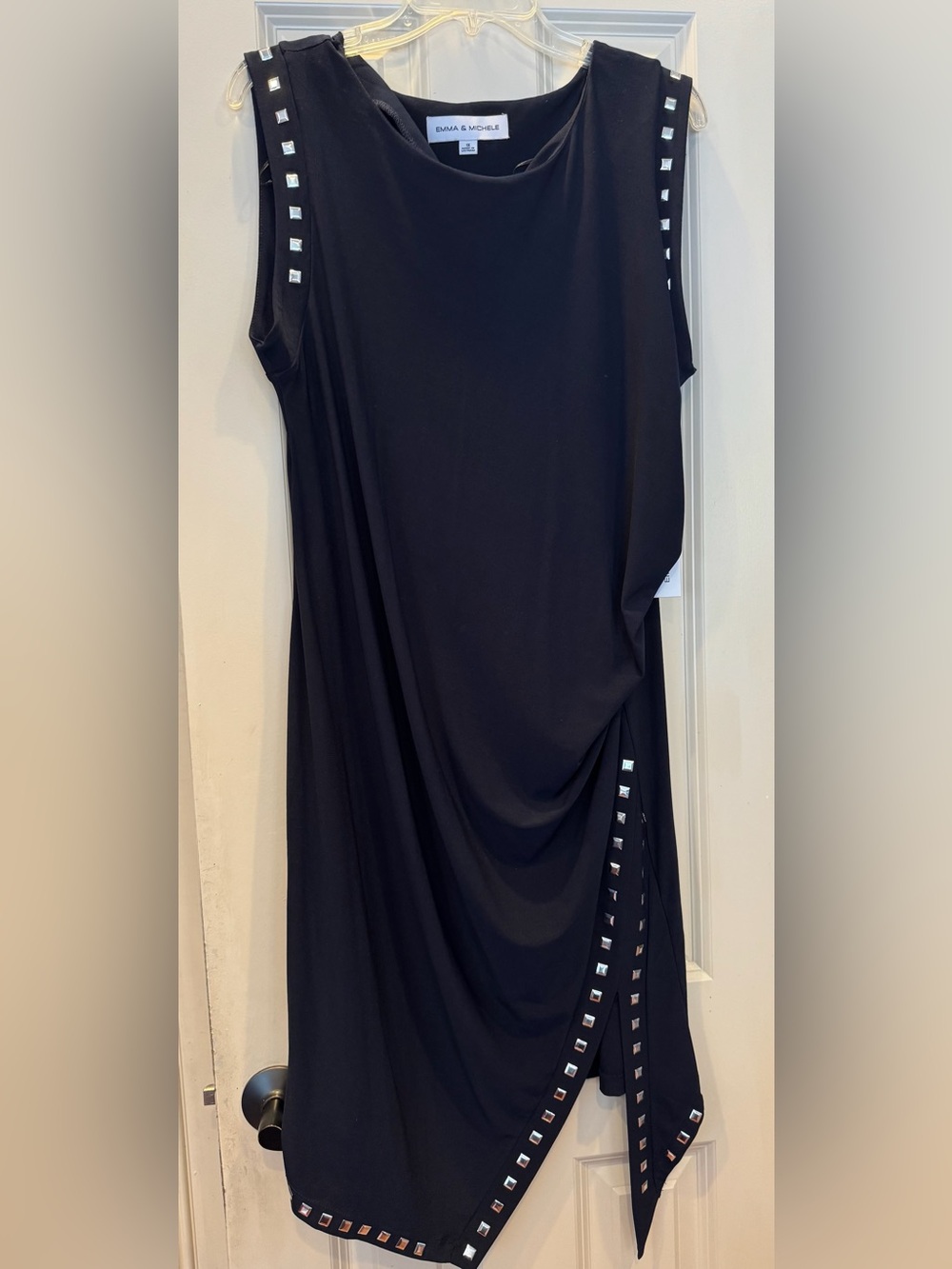 Dana & Michelle Black Stud-Trim Midi Dress